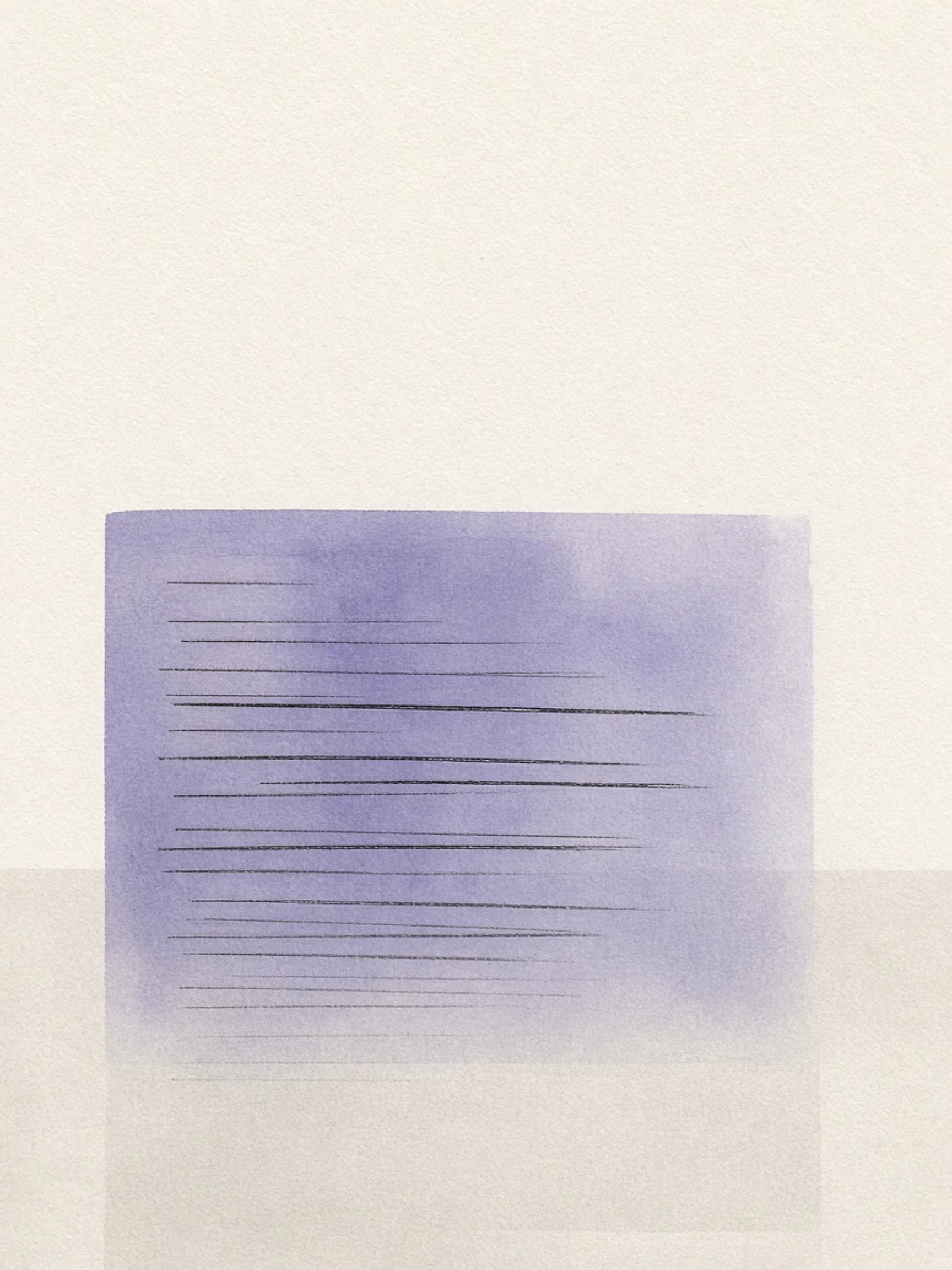 Fine ink lines layered over a violet wash, on ivory paper